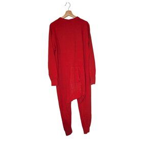L.L.Bean Men’s Large Cotton Wool Red Thermal Union Suit One Piece Base Layer